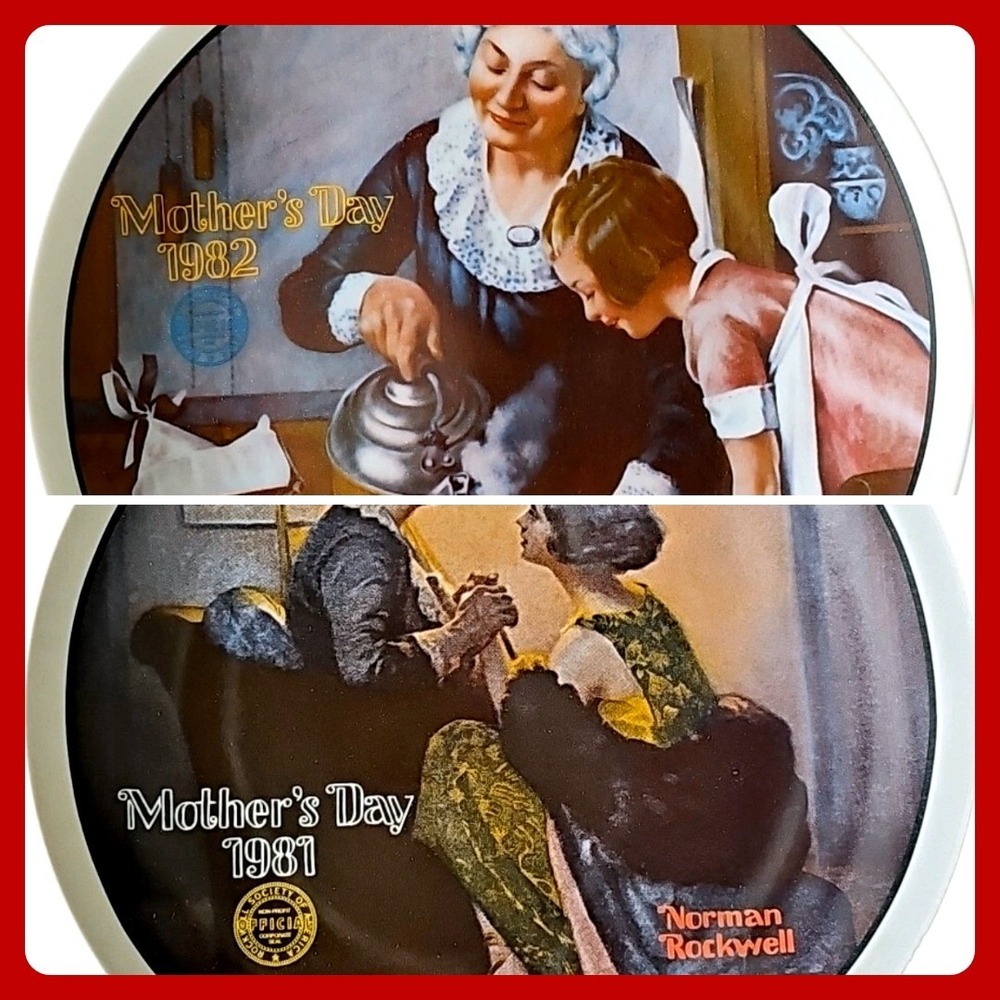 Norman Rockwell Knowles Mothers Day Plates 81 82 Set After Party Cooking Lesson